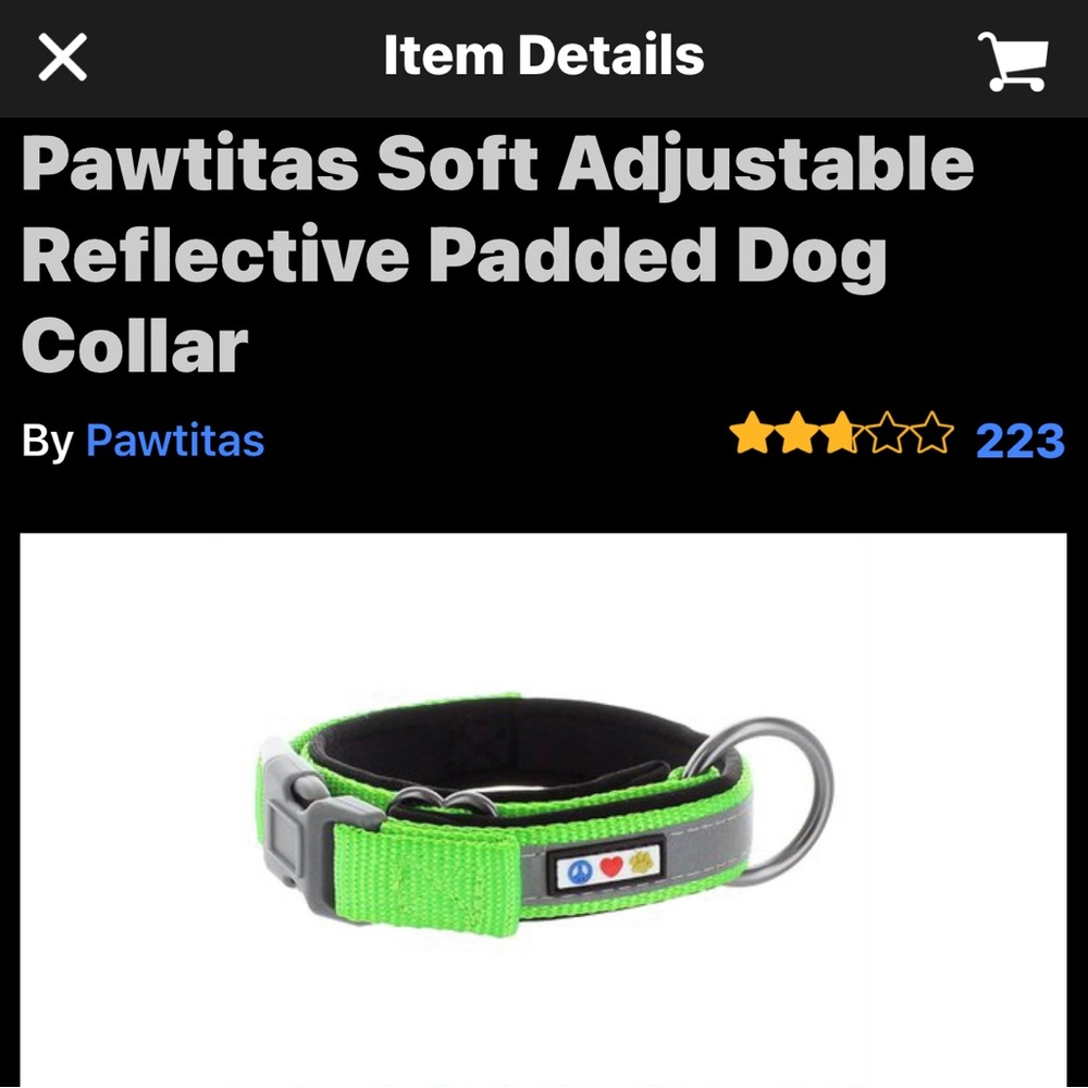Large dog collar, green w/ reflective